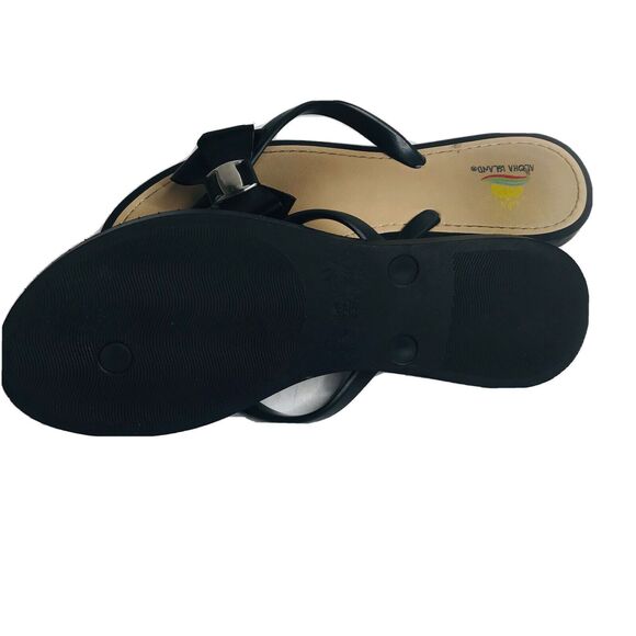 ⭐️Aloha Island Womens Flip Flop Sandals Black Bow Thong Strap Size 10 - Picture 3 of 4